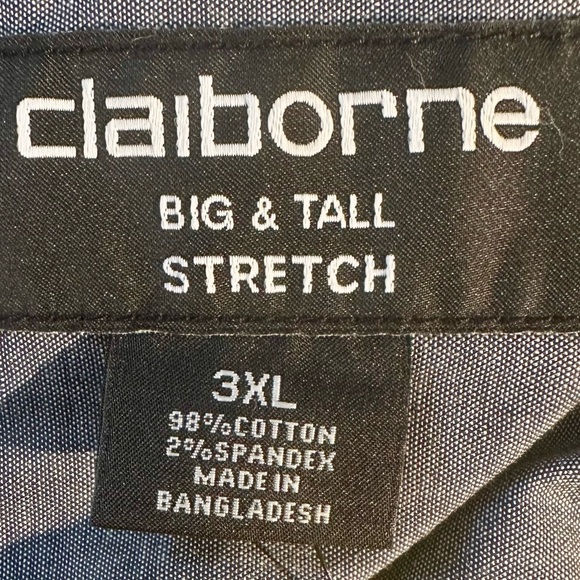 NWT Claiborne Big & Tall Stretch Purple with Grey Mini Dots Button-Down Shirt - Picture 6 of 9